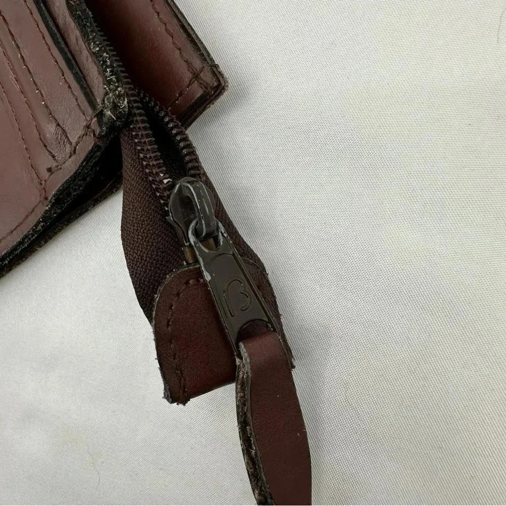 Leather Clutch Brown Wristlet Handle Zipper - Picture 6 of 9